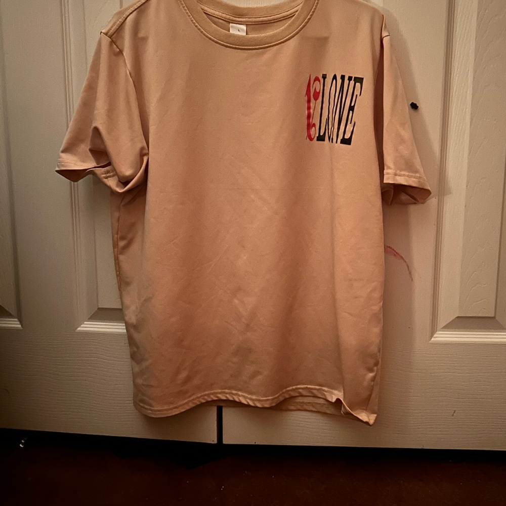 Tan Short Sleeve Tee with Graphic Design